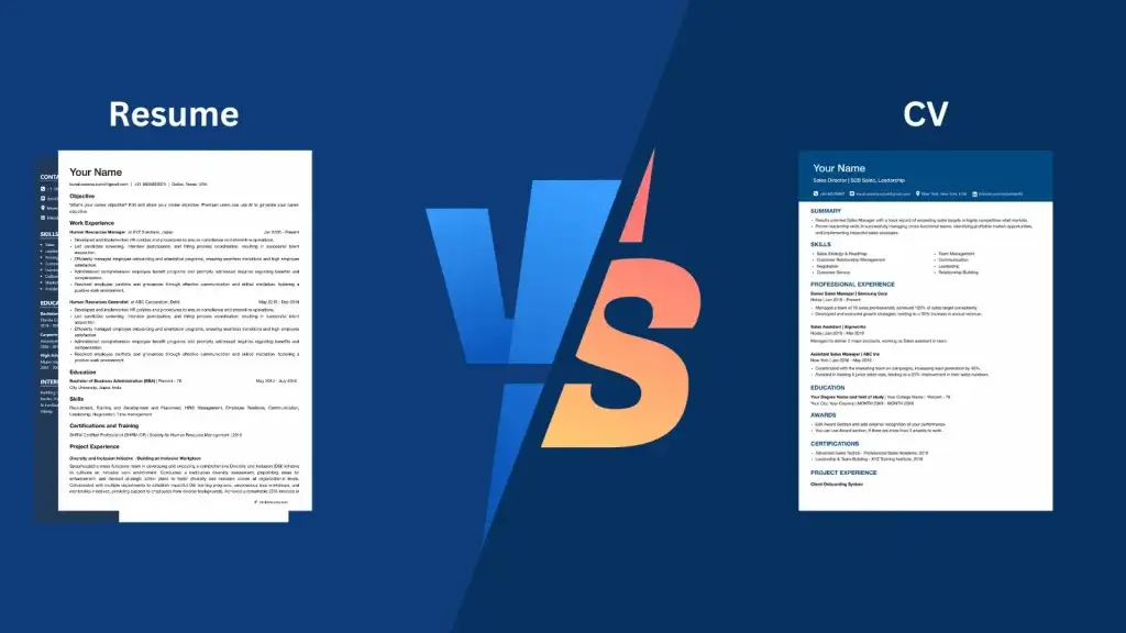 understand the difference between resume and CV