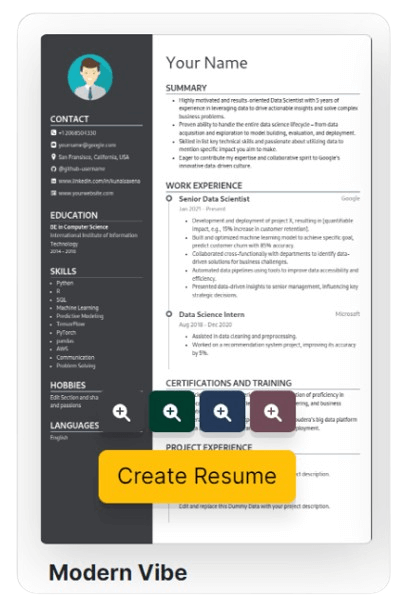 how to changes resume template in 1millionresume ai resume builder