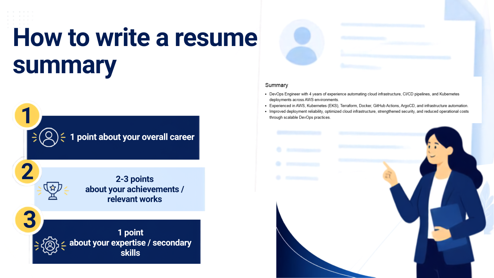 This image is blog featured image of resume summary guide.